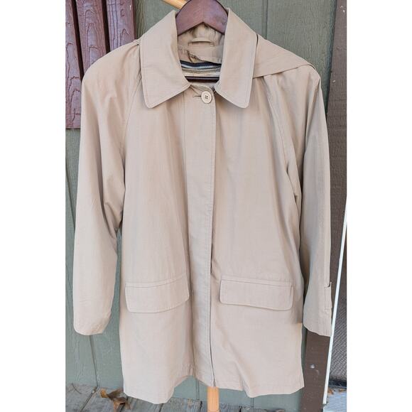 London Fog Women's S Petite Khaki Tan Hooded Trench Coat Removable Liner & Hood - Picture 3 of 12